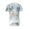 thumbnail image 5 of Womens Short Sleeve Tops Floral Print Summer T Shirts Round Neck Top with Lace Panel Dressy Casual Blouses Camisetas Para Mujer, 5 of 5