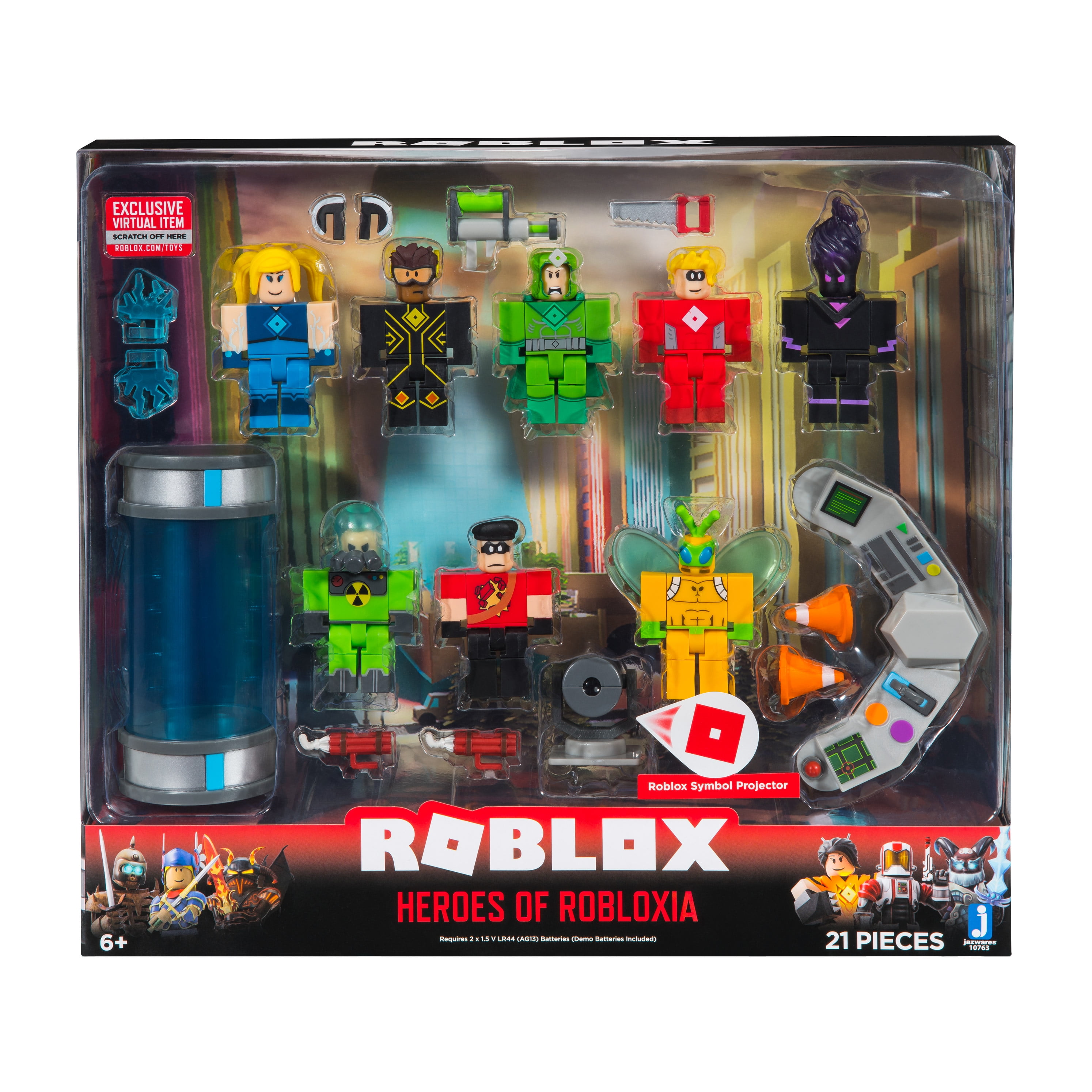 Roblox Action Collection Heroes Of Robloxia Playset Includes Exclusive Virtual Item Walmart Com Walmart Com - evil milk man roblox