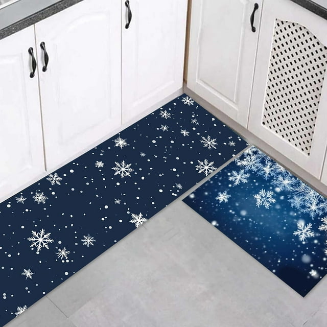 TIELUTT Christmas Kitchen Carpet and Mat Set 2 of Kitchen Home Winter Floor Mat Floor Decoration Throw Blanket Linen 5x7 Rug Thin Rugs for Living Room Sofa Throw Blanket Soft Area Rug 6x9