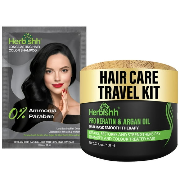 Hair Color Shampoo – Pack of 1 – 3-in-1 Dye, Conditioner & Cleanser – Gray Coverage – For All Hair Types – Long-Lasting, with Hair mask 150ml – Unisex