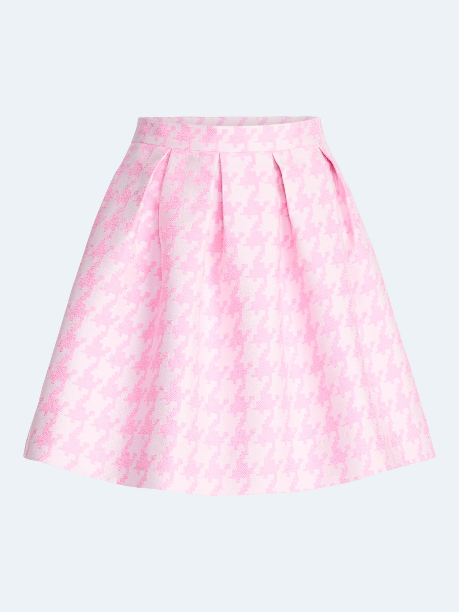 Free Assembly Women's and Women's Plus Houndstooth Pleated Skirt, Sizes 0-26W
