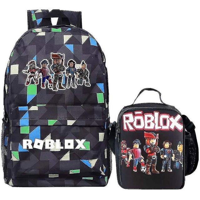 Mochila escolar Roblox para niños, bolsa para libros, bolsa de almuerzo aislada para estudiantes, mochila y bolsa de almuerzo para niños y niñas