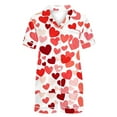 thumbnail image 4 of Byworldtasic Valentine's Womens Button Down Pajamas Set Short Sleeve Sleepwear Soft Pj Lounge Sets, 4 of 5