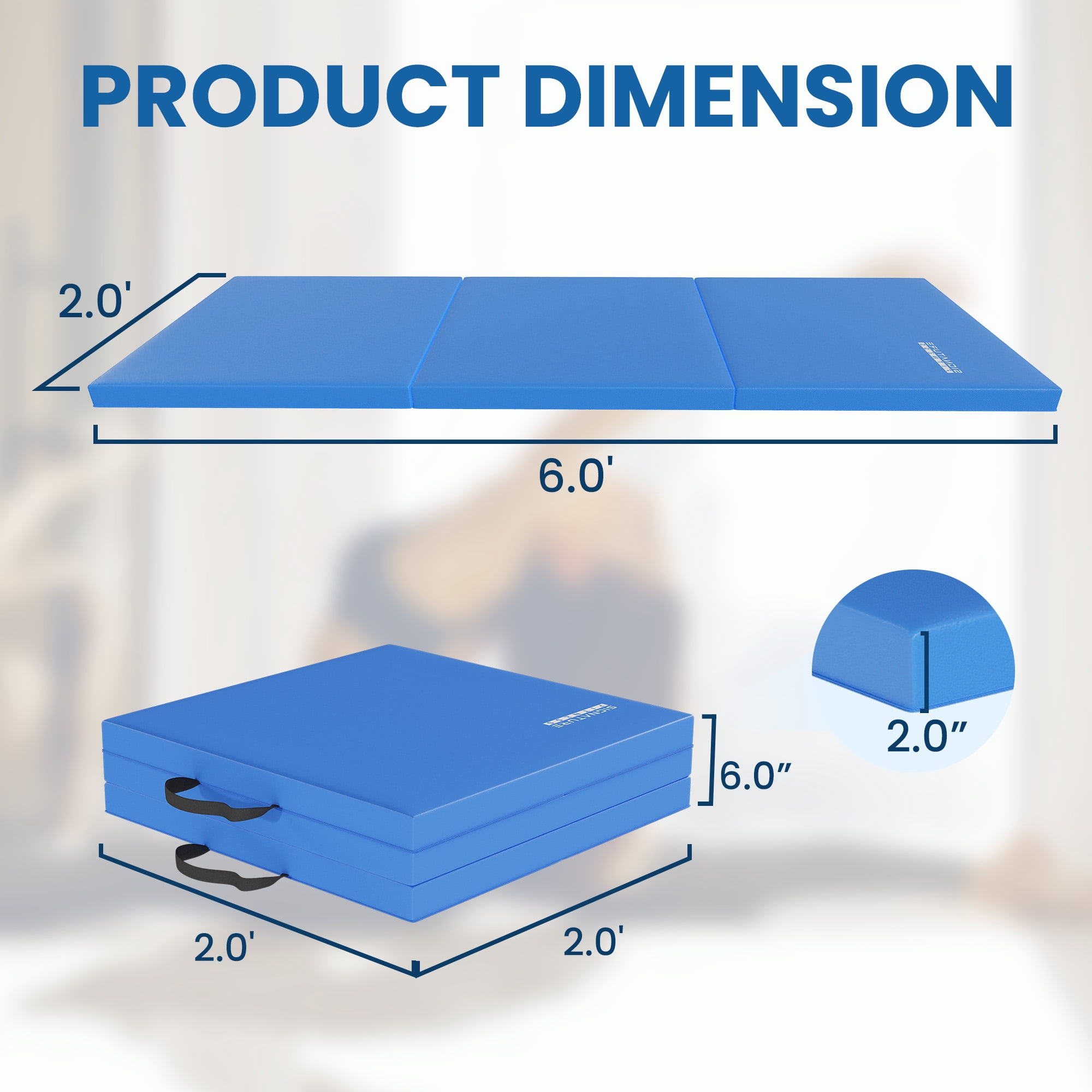 Sprint Demon Gymnastics Flooring, 2 ft × 6 ft × 2 in, high‑density EPE foam, three‑fold, non‑toxic vinyl