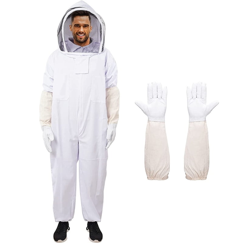 Full Body Anti-bee Suit Beekeeping Clothing Cotton Hood White Protective X7 Sale 