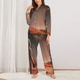 thumbnail image 2 of Fuzoiu Astronaut On Mars A Print Women's Long-Sleeved Pajama,Lounge Button Down Nightwear,Womens Notch Collar Pajama Set-, 2 of 7