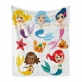 thumbnail image 1 of Underwater Soft Flannel Fleece Throw Blanket, Illustration of Colorful Mermaids and Sea Friends Kids Cheering Joyful, Cozy Plush for Indoor and Outdoor Use, 50" x 60", Multicolor, by Ambesonne, 1 of 5