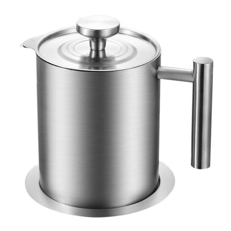 

1.2L Household Oil Strainer Pot with Lid Oil Strainer Storage Can Oil Filter Pot