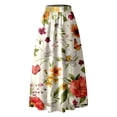 thumbnail image 5 of Women’s Floral Print Maxi Skirt High Waist A Line Floor Length Satin Skirt with Pockets Elegant Long Skirt for Formal Occasions Beige L, 5 of 5