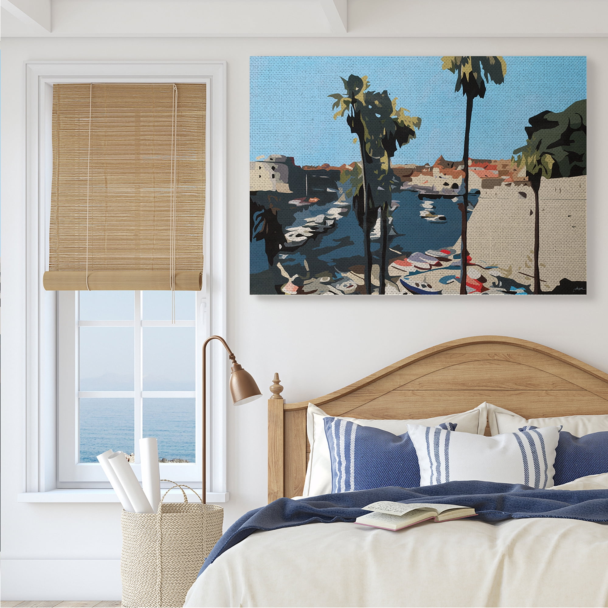 Stupell Industries Coastal City Boating Docks Tropical Palm Trees Canvas Wall Art, 36 x 48, Design by Beth Ann Lawson