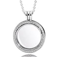 thumbnail image 1 of Sparkling Heart Large Key With Crystal Round Lockets Floating 925 Sterling Silver Necklace For Europe Bead Charm Diy Jewelry, 1 of 7