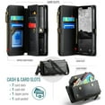 thumbnail image 3 of Crossbody for iPhone 16e Case Wallet【RFID Blocking】with 7-Card Holder Zipper Bills Slot, Soft PU Leather Magnetic Shoulder Wrist Strap for iPhone 16e Wallet Case Women, 3 of 10