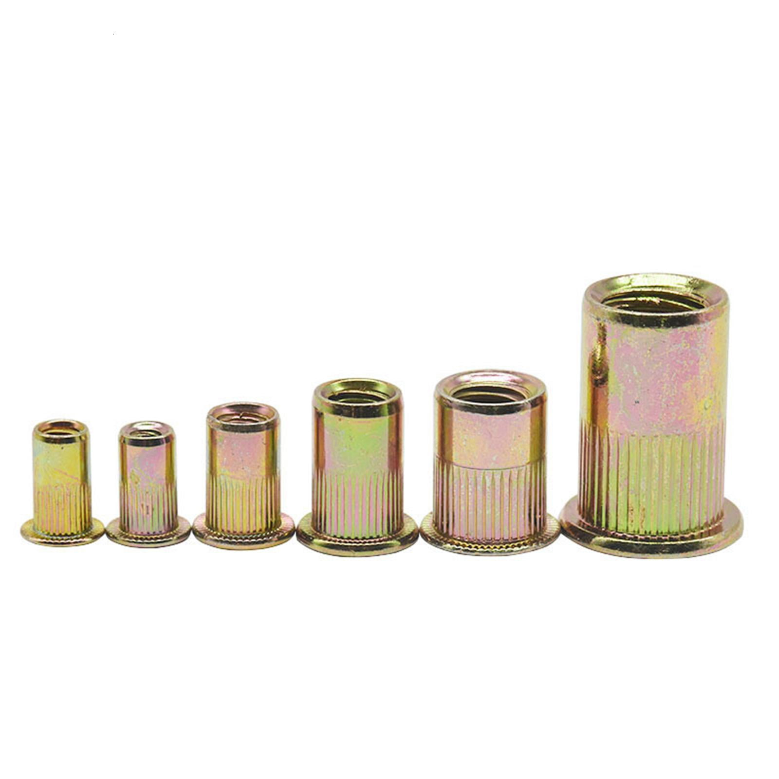 150/230Pcs SAE & Metric Rivets Nut Kit Carbon Steel Flat for Head Threaded Insert Nuts 8#-32 10#-24 1/4-20 5/16-18 3/8-1