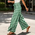 thumbnail image 4 of Women's Gingham Plaid Wide Leg Pants, Casual Tie Waist Paperbag Palazzo Trousers, Summer High Waisted Checkered Long Pants with Pockets, 4 of 6