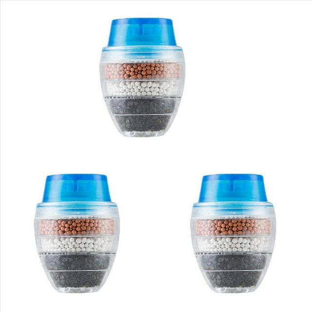 3X Filtro de Grifo de CarbóN Activado Boquilla de Grifo Filtro de Agua Grifo de Cocina Purificador de Filtro de 5 para Uso DoméStico (Azul)