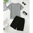 thumbnail image 3 of 7Y Big Boys Clothes 8Y Boys 2PCS Summer Outfits Set Crew Neck Big Boys Short Sleeve Color-blocked Top Shorts Set Gray, 3 of 7