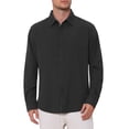 thumbnail image 3 of Men's Formal Shirts Plaid Collar Long Sleeve Button Down Dress Shirt XL Black, 3 of 4