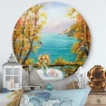 thumbnail image 2 of Designart 'The Blue Ocean View From Terrace' Nautical & Coastal Circle Metal Wall Art 23x23 - Disc of 23, 2 of 5