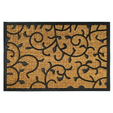 RugSmith Moulded Rubber Coir Vines Indoor and Outdoor Doormat, 24" x 36"