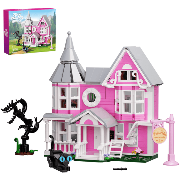 BuildingBoat Pink Palace Building Block Kit Dollhouse Model Christmas Party Halloween House Gift for Girls