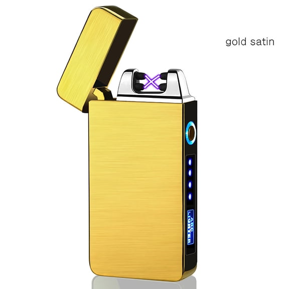 Electric Dual Arc Lighter Windproof Plasma USB Rechargeable Flameless Electronic Pocket Lighter for Candle Camping Outdoor Survival Gift for Men and Women Gold
