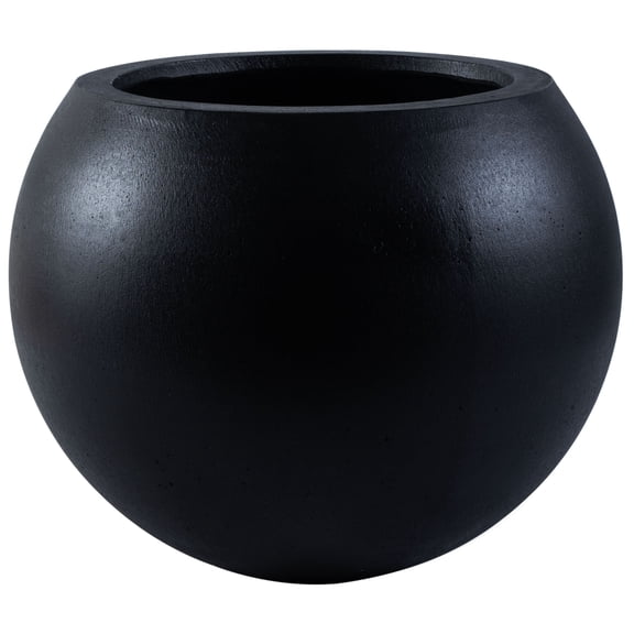 Safavieh Kenslia 24" x 24" x 20" Round Black Concrete Ficonstone Contemporary Plant Planter with Weather-Resistant