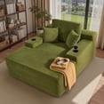 thumbnail image 3 of Ovios 67'' Oversized Chaise Lounge Chair Indoor Cloud Sherpa Floor Sofa Bed Deep Seat No Assembly Couch with Cup Holders for Living Room, Green, 3 of 12