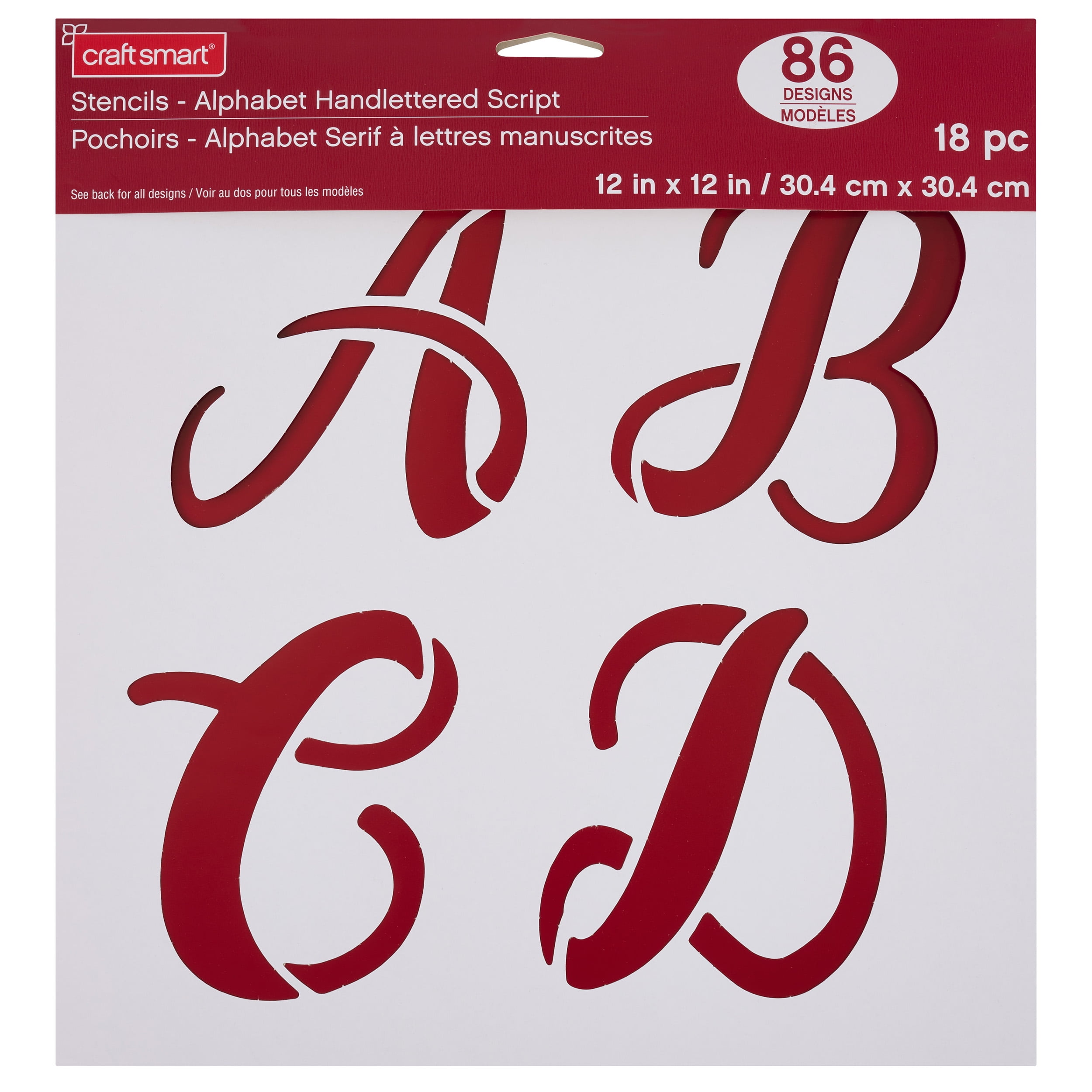 Craft Smart Alphabet Handlettered Script Stencils - 12" x 12" Sheets, Reusable Plastic - Ideal for DIY Crafts, Decor, Furniture & Gifts, 6 Pack