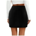 thumbnail image 3 of vigerkar Women's Shiny Stretchy Metallic Liquid Look Mini Skirts Black, L, 3 of 8