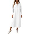 thumbnail image 2 of Sheghy Summer Dresses 2026 Autumn Winter Lapel Half Button Drop Shoulder Relaxed Fit Solid Shirt Dress White M, 2 of 6