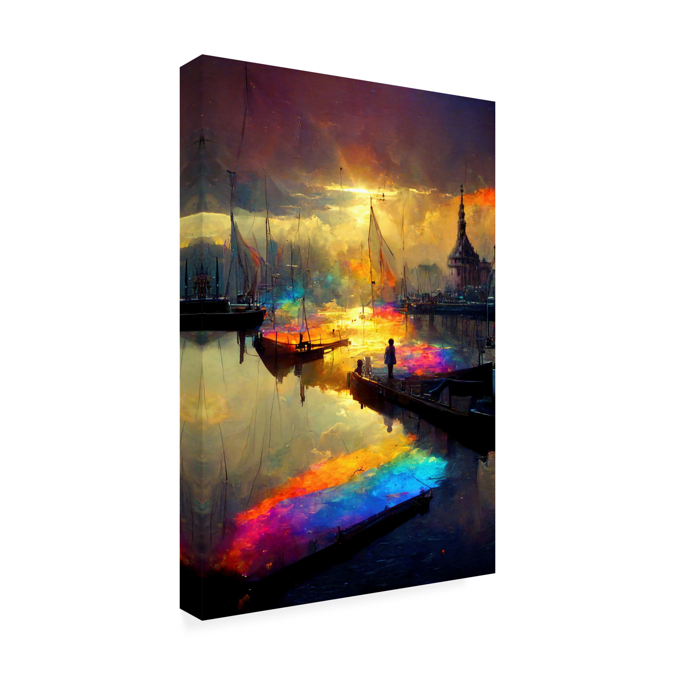 Canvas Wall Art - Ray Heere 'Dutch Cityview Harbour Of Hoorn 1' Wall Art for Living Room, Bedroom, or Office Décor by Trademark Fine Art - 30 x 47 Inches