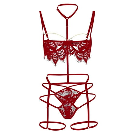 Gunia Lingerie for Women Lace Seductive Flirty Corset Underwear Nightwear for Honeymoon Wedding Night