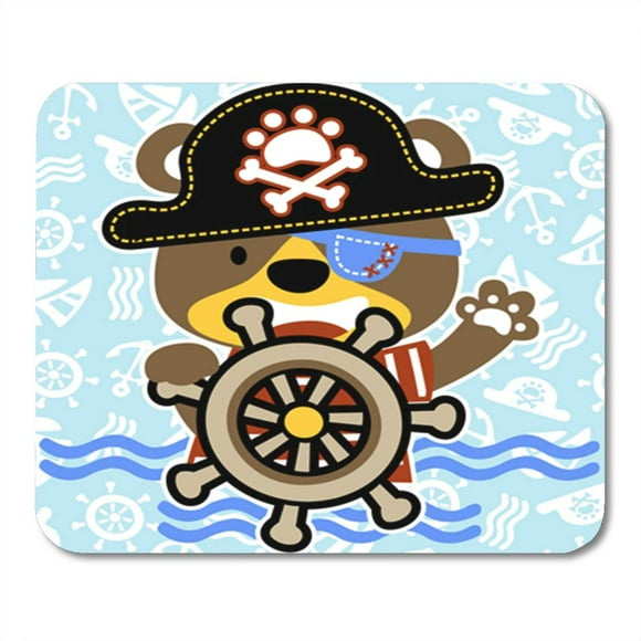 POGLIP Bear The Little Pirate Kids T-Shirt Design Wallpaper Vector Carton Mousepad Mouse Pad Mouse Mat 9x10 inch
