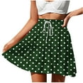 thumbnail image 3 of Sentmoon Casual Skirts for Women Plus Size Drawstring High Waist Boho Womens Skirts Flowy Pleated Beach Polka Dots Print Loose Breathable Summer Skirts Comfy for Weekend Brunch Green XL, 3 of 7