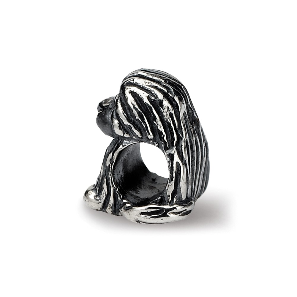 Puppy Kids Charm .925 Sterling Silver Antique Finish Reflection Beads