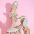 thumbnail image 2 of SERTG Girls Glitter Heel Sandals Kids Princess Dress Shoes Bow Dangling Crystal Adjustable Buckle Ankle Strap Round Toe Low Block Heel Wedding Party Performance Casual Wear Shoes(11.5-12 Years), 2 of 9