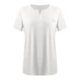 thumbnail image 2 of Vividxx Ladies Top V Neck Fashion Solid Color Short Sleeve Pocket Loose T Shirt Fashion Clothing, 2 of 4