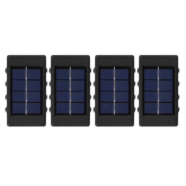 Lámpara de pared solar para exteriores, 4 unidades, resistente al agua, con energía solar, que ilumina hacia arriba y hacia abajo, para decoración del hogar y el jardín, luz solar, B