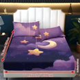 thumbnail image 6 of Jiueut Moon Star Pattern Twin Fitted Sheet Set, Warm Soft Bedroom Sheet Set 2 Pack Washable Pillow Cover Bedding Sheet with Non Slip Band, 6 of 7