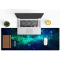 thumbnail image 4 of Desk Mat Blue Green Stars Nebulae Large Keyboard Mouse Pad for Laptop PC Setup Desk Cover Protector Desk DéCor for Office Home Work Gaming 31.5" X 11.8" Stitched Edge Non-Slip Design, 4 of 6