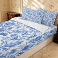 thumbnail image 2 of Erosebridal Retro Blossom Zipper Twin Comforter Sets with Fitted Sheet and 2 Pillowcases, Chic Floral Zipper Bedding Set, Reversible, Deep Navy, Reversible, 2 of 7