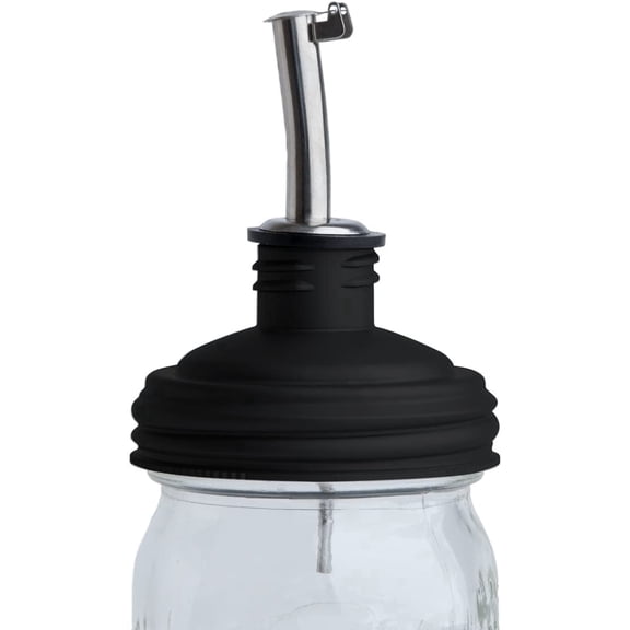 reCAP® Mason Jars Pour Spout Lid, Made in the USA, BPA-Free, Regular Mouth, Black