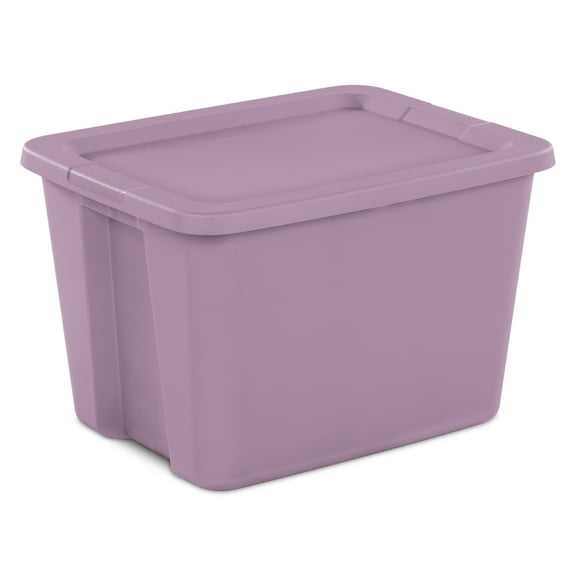 Sterilite 18 Gallon Tote, Plastic Storage Bin with Snap-on Lid, Purple