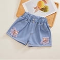 thumbnail image 5 of SROBPTY Teen Girls Summer Shorts Solid Elastic Waist Denim Pants for 2-13Y, 5 of 5