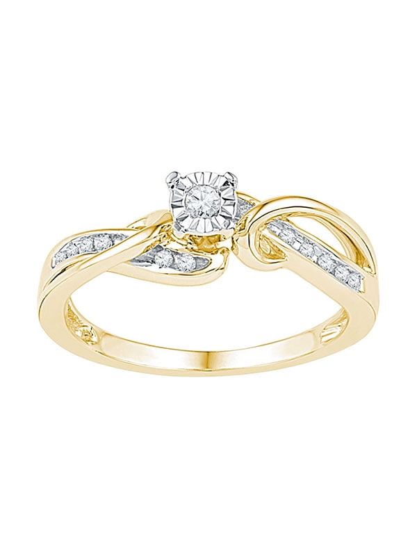 10kt Yellow Gold Womens Round Diamond Solitaire Bridal Wedding Engagement Ring 1//20 Cttw