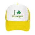thumbnail image 4 of St. Patrick's Day Baseball Cap, I Love Shenanigans Shamrock Print Trucker Hat, Adjustable Snapback Cap for Parade, Pub Crawl, Irish Festival, Funny Novelty Hat for Men and Women-Yellow, 4 of 7