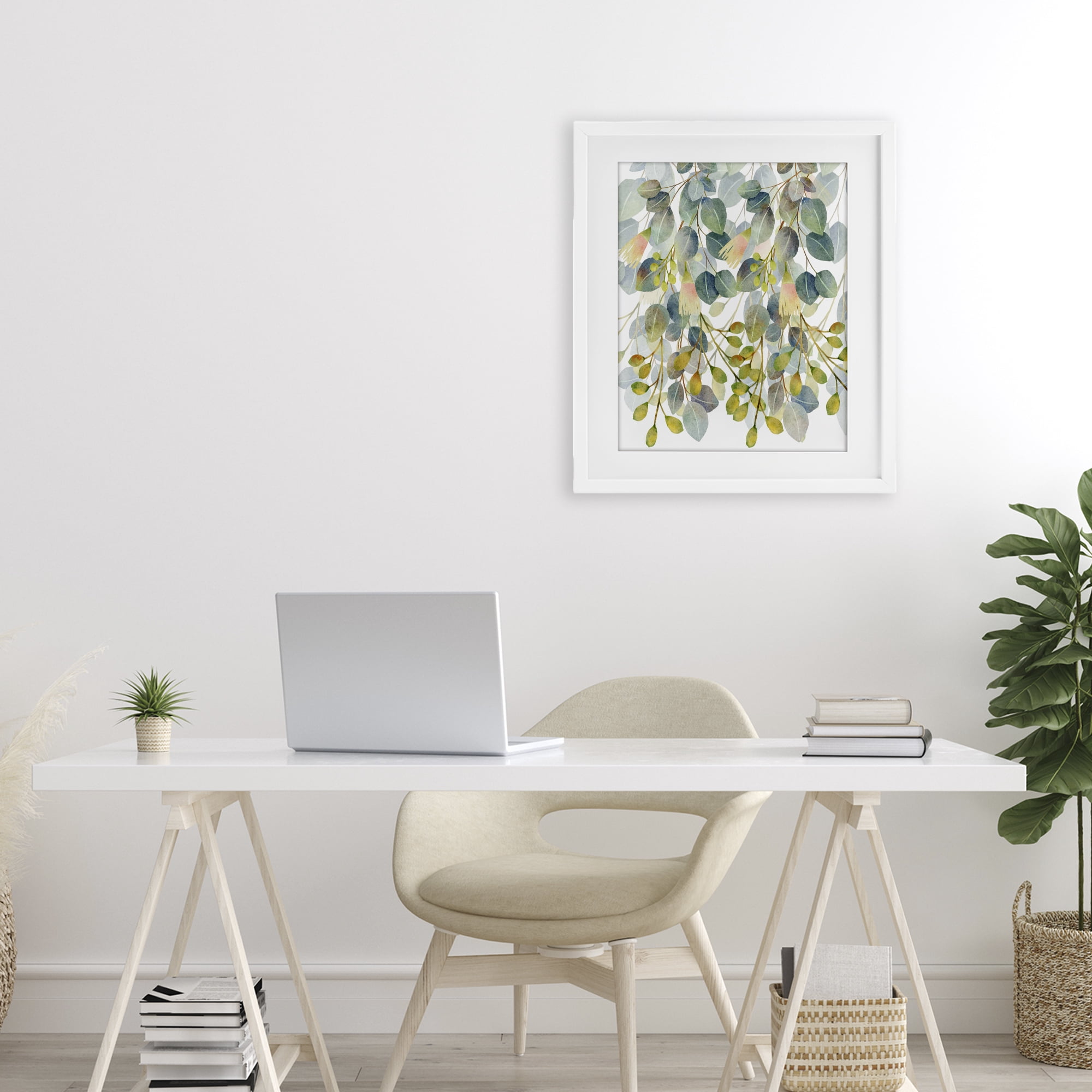 Stupell Industries Suspended Ivy Leaves White Framed Print Under Glass, design by Marcus Prime