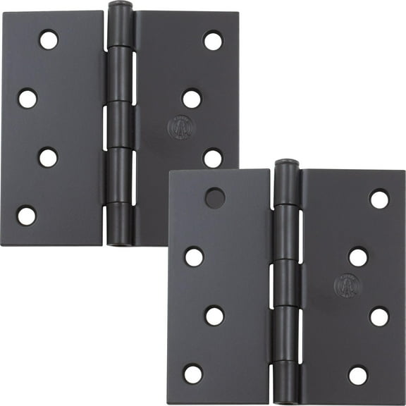 Stone Harbor Hardware 4" Door Hinges, Square Corner, Matte Black, 2-Pack