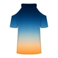 thumbnail image 5 of TKLPEHG Dressy Tops for Women Fashion V Neck Cold Shouler Tops Lightweight Casual Loose Short Sleeve T Shirts Summer Gradient Color Graphic Tee Going Out Tops Blouse(Blue,XXL), 5 of 5