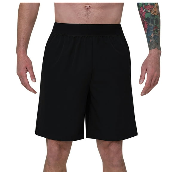 Lovskoo Men's Workout Shorts Solid Color Breathable Sports Shorts Spring Summer 2024 Lightweight Quick Drying Running Shorts Black 2XL